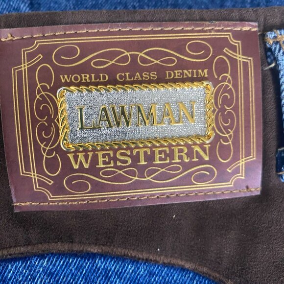 Vintage Lawman Denim Suede Western Style Jeans Womens Size 0 (24x33.5) Slim Fit - Picture 7 of 16
